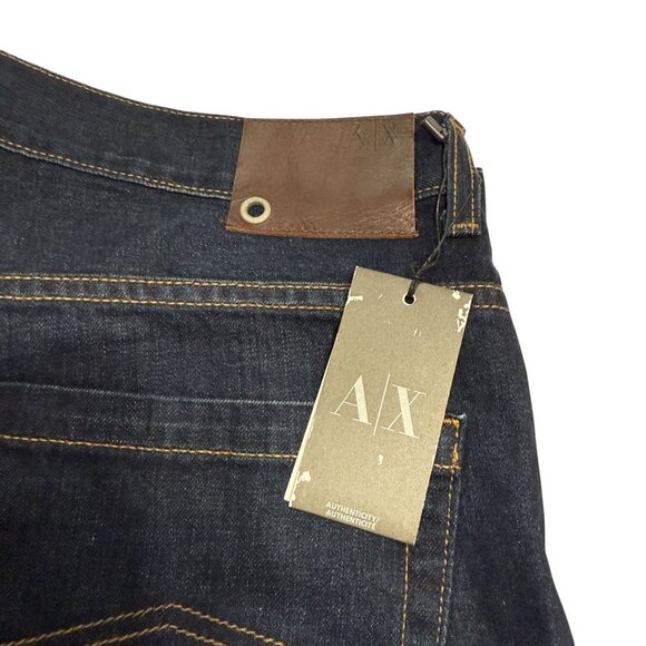 NWT Armani Exchange Mens J65 Easy Fit Jeans 38x32 Dark Wash Low Rise Straight - Picture 5 of 10